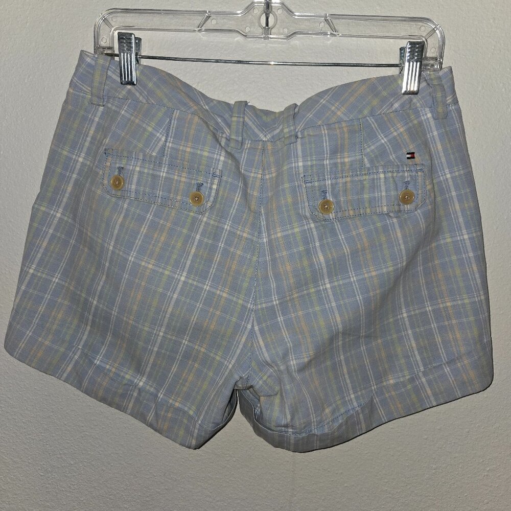 Blue plaid shorts